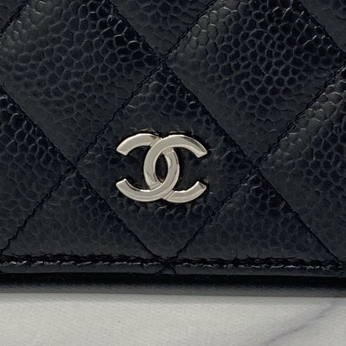 マトラッセ CHANEL ラウンドファスナー シャネル 長財布 クラシック ロング ウォレット ジップ ラウンド ラウンドファスナーウォレット キャビアスキン ブラック 超極美品 - キャビアマトラッセ