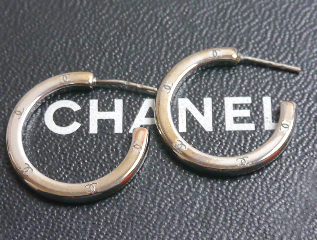 美品 シャネル ピアス フープ ココマーク シルバー レディース 