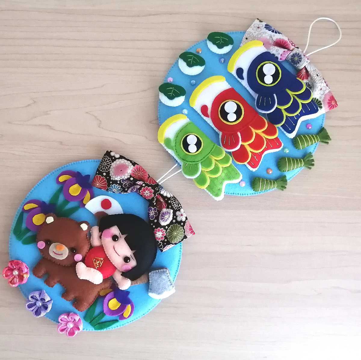 鯉のぼり つまみ細工 リース 端午の節句 こどもの日 ハンドメイド 堅く