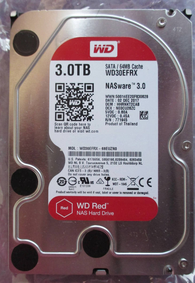 100%新品，低価 WD Red 3TB 3.5インチ/WD30EFRX/SATA600/5400rpm/CMR/64MB/ NASware 3.0/フォーマット済/正常動作(2TB～)｜売買されたオークション情報、yahooの商品情報をアーカイブ公開 - オークファン 3.5 SerialATA