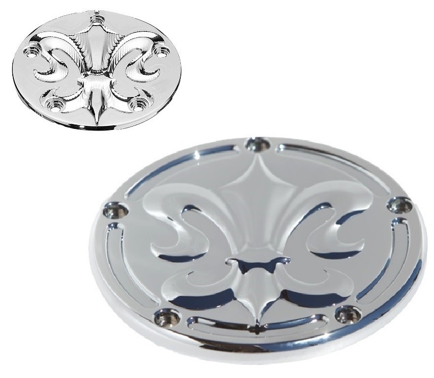 Precision Billet Fleur Davidson: Darkside スポーツ PRECISION BILLET・FLEUR・ダービー＆ポイントカバーセット・クローム　FDL-230-5H-CHR・FDL-220-5H-CHR　ハーレー