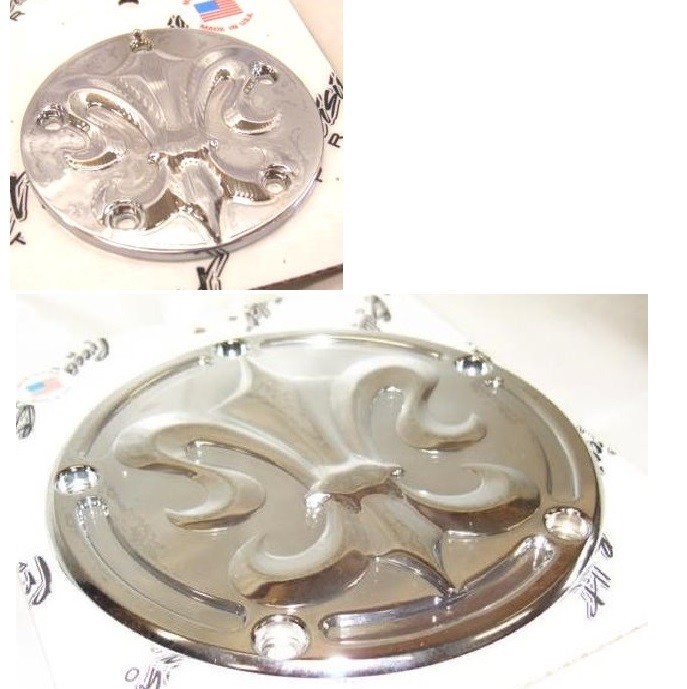 Precision Billet Fleur Davidson: Darkside スポーツ PRECISION BILLET・FLEUR・ダービー＆ポイントカバーセット・クローム　FDL-230-5H-CHR・FDL-220-5H-CHR　ハーレー
