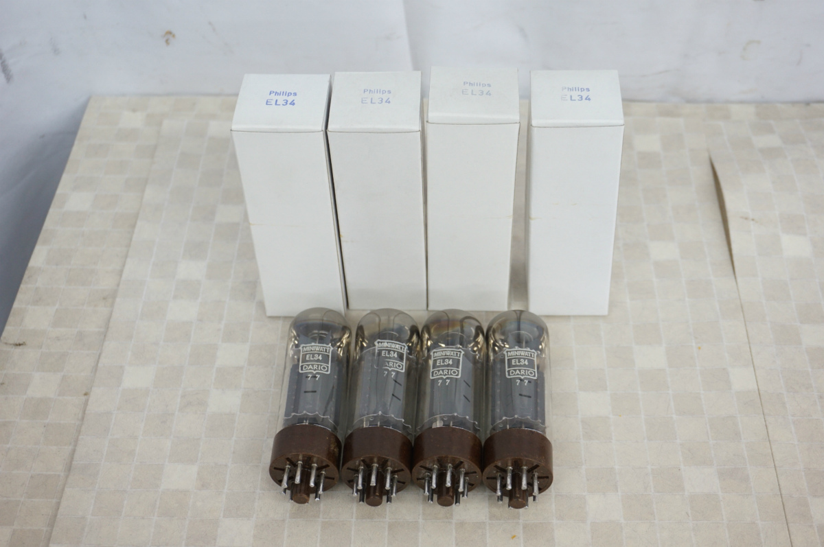 SK] 未使用品 ① MINIWATT DARIO EL34 真空管 マッチド 4本セット 白箱