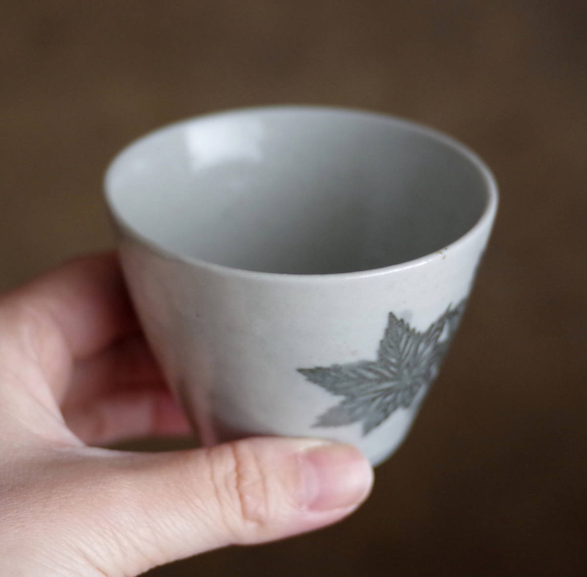 コンニャク印判 完品 】くらわんか 楓文 高台付猪口 江戸中期 蕎麦猪口