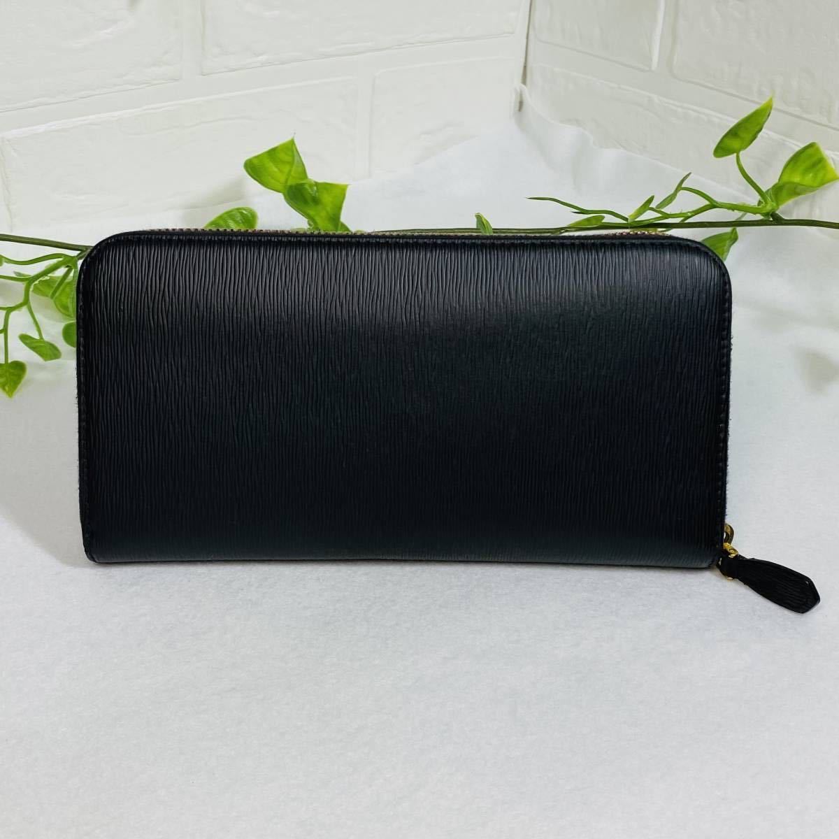 美品》PRADA プラダ サフィアーノ 黒 赤 桃 マットブラック レッド  