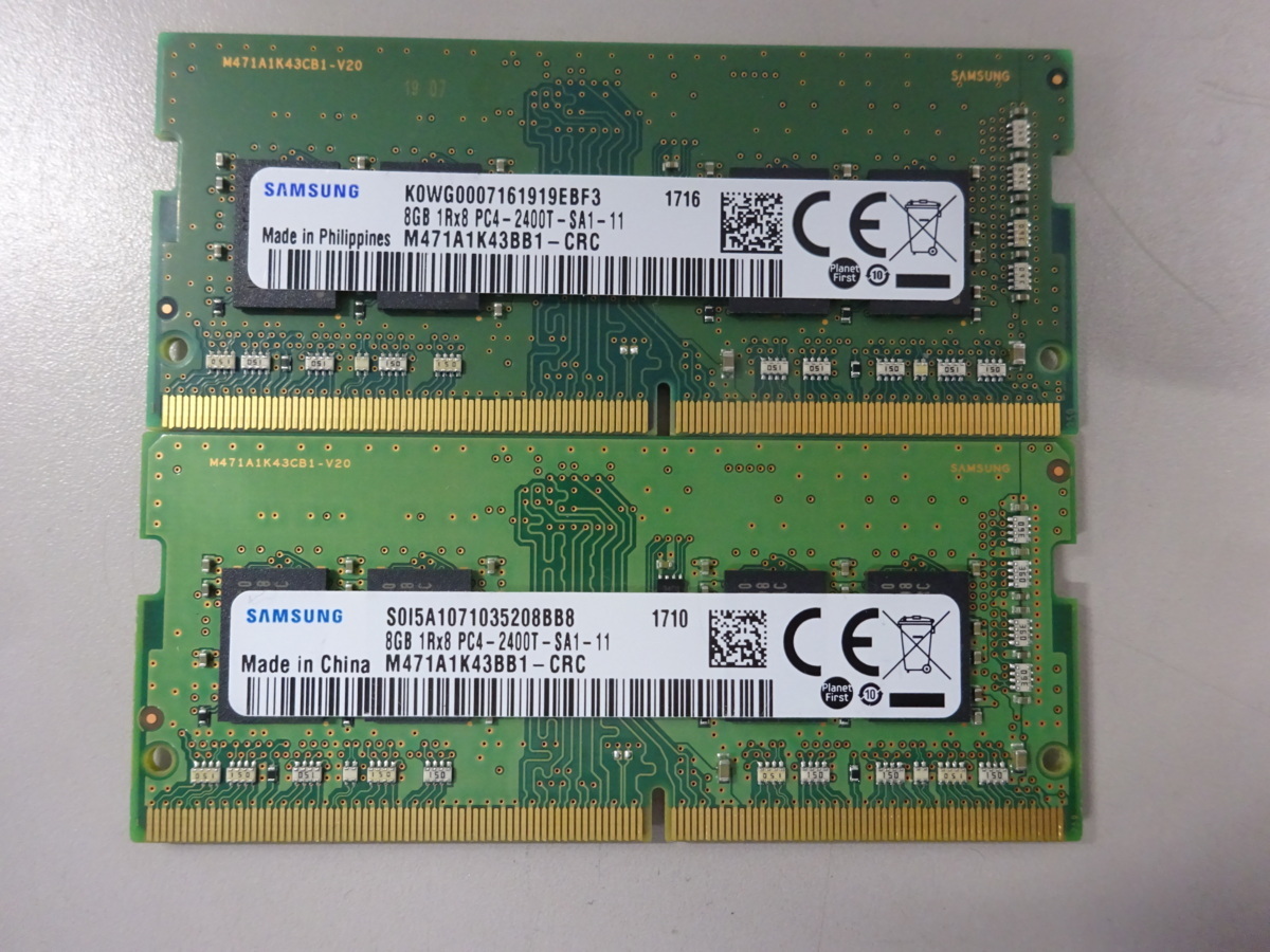DDR4メモリ SAMSUNG PC4-19200(2400T) 8GB×2枚 計16GB 送料無料 Z9526