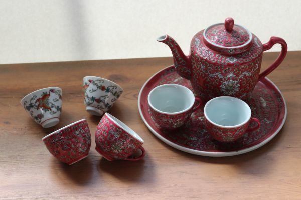 陶磁器 ティーカップ 陶磁器の道具 景徳鎮陶磁器茶器8点セット（陶磁器 
