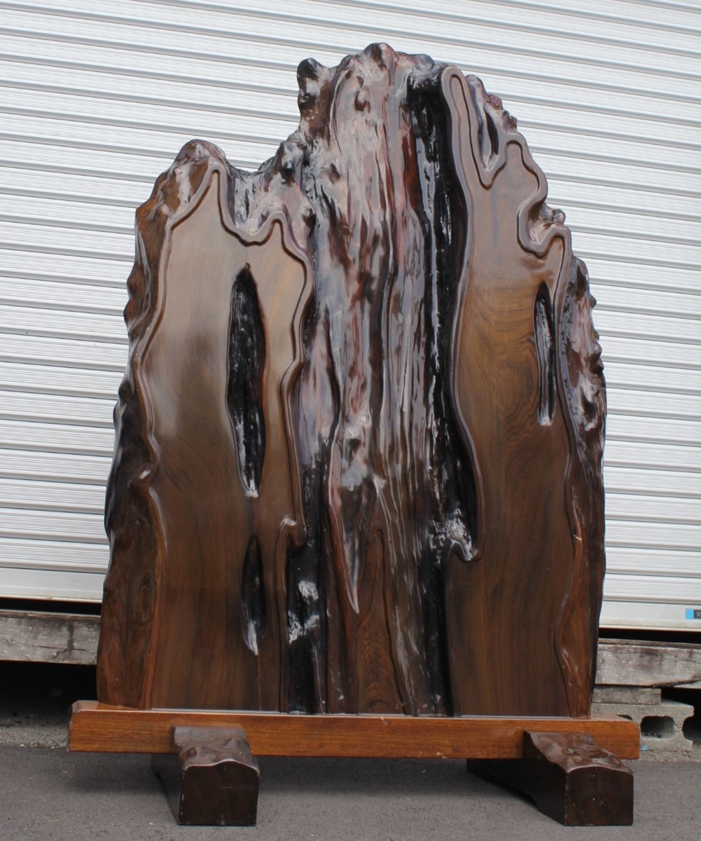 高さ137cm 屋久杉 極上 最高級 金襴杢 虎杢 衝立 オブジェ 飾り物 