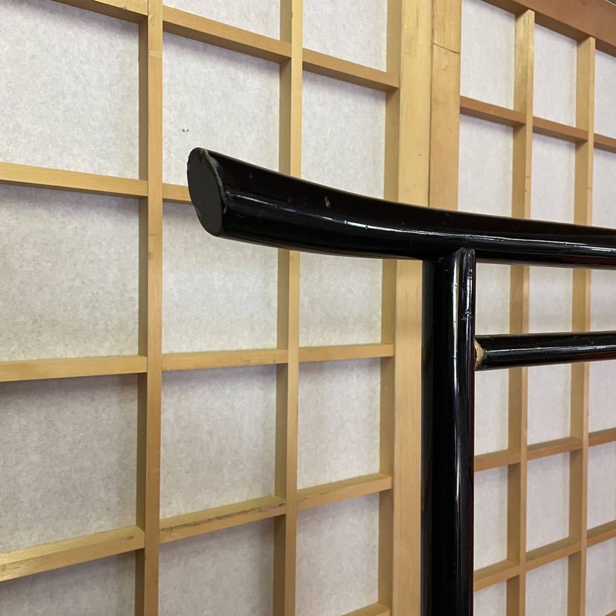 鳥居型 黒 木製 2段大衣桁 大衣桁 大名衣桁 着物掛け 衣紋掛け