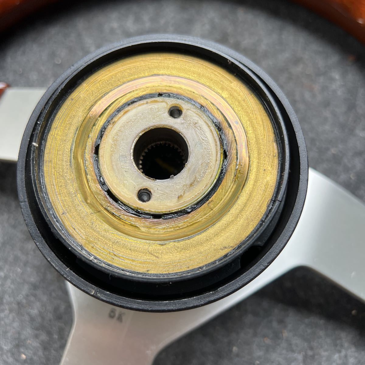 当時物 旧車 スズキ用 ボス ウッド ハンドル ステアリングホイール  