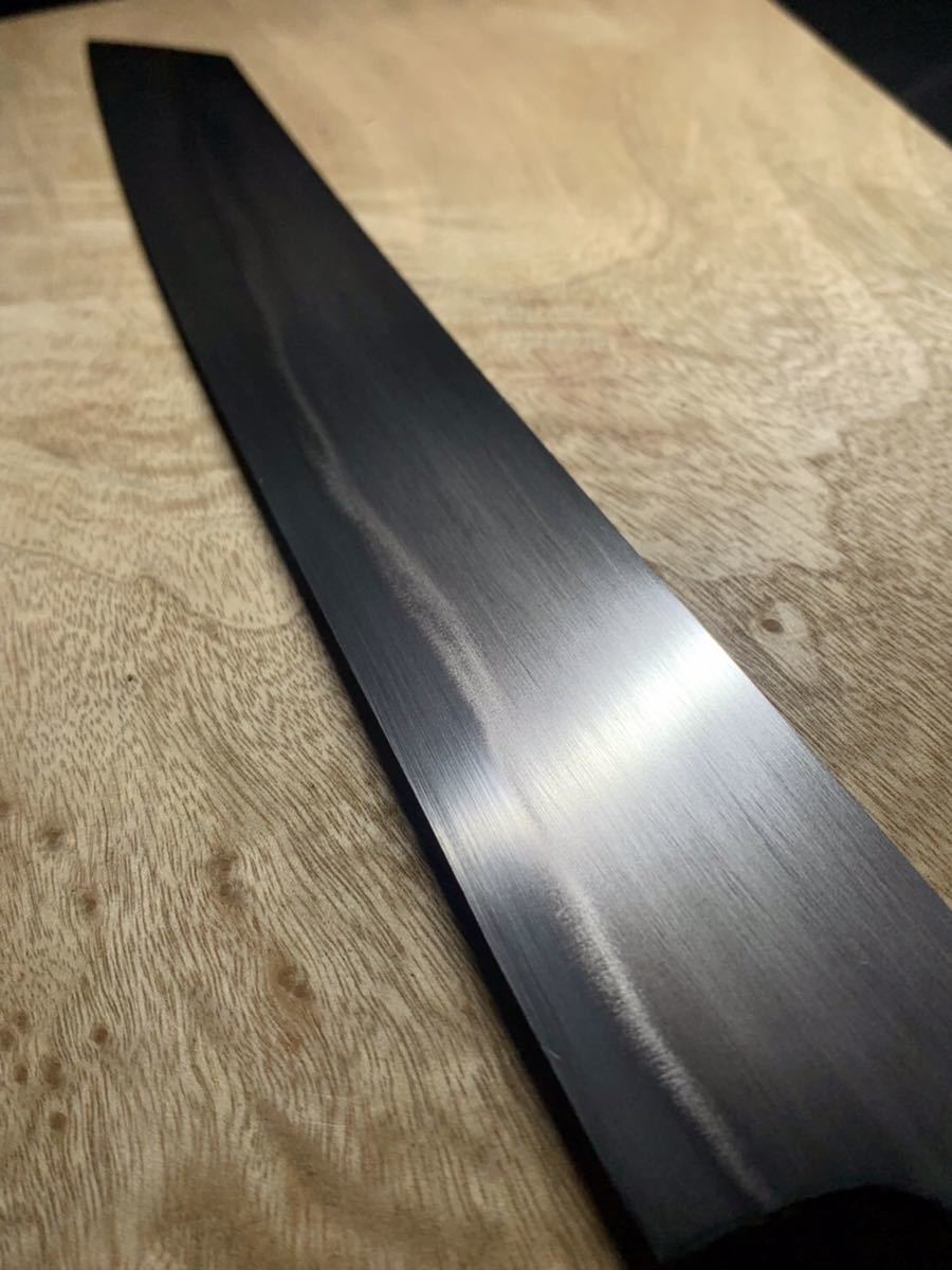 逸品 水焼 白鋼 尺1 切付け型牛刀 刃文 黒檀柄 和包丁 正本総本店 柳刃