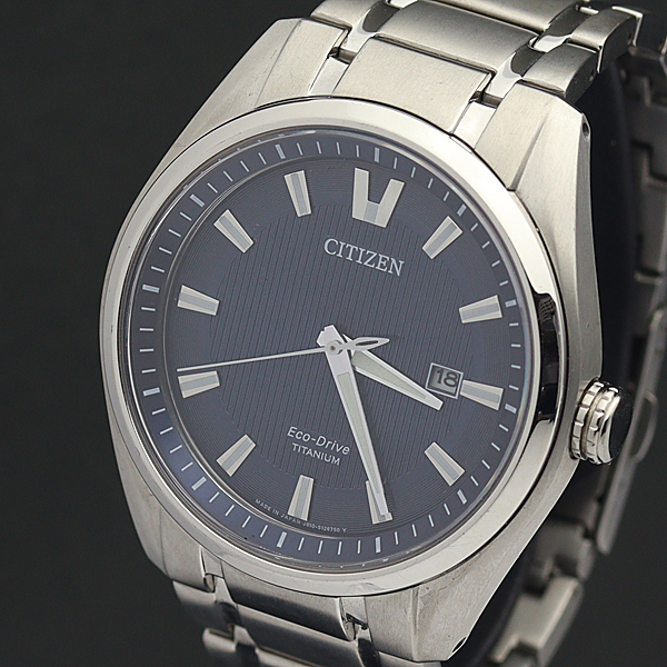 1円☆稼働☆【シチズン】エコドライブ J810-S088097 チタン ネイビー系  