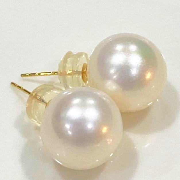 ピアス K18 天然 南洋ゴールデンパール 18金 南洋真珠 | ピアス11mm 