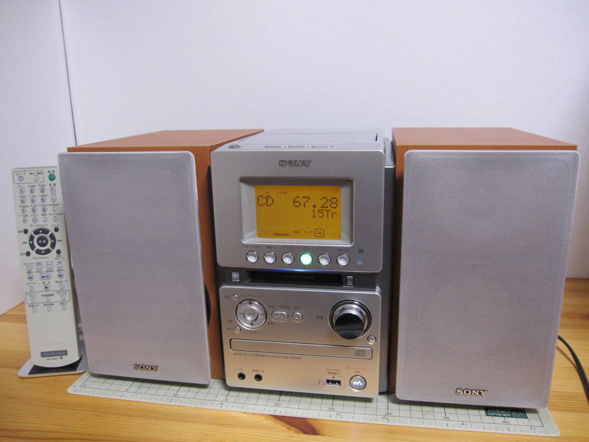 SONY /ソニー　CMT-M35WM：シルバー＆木目　マイクロ・ハイファイ・オールインワンコンポ （動作品）純正リモコン
