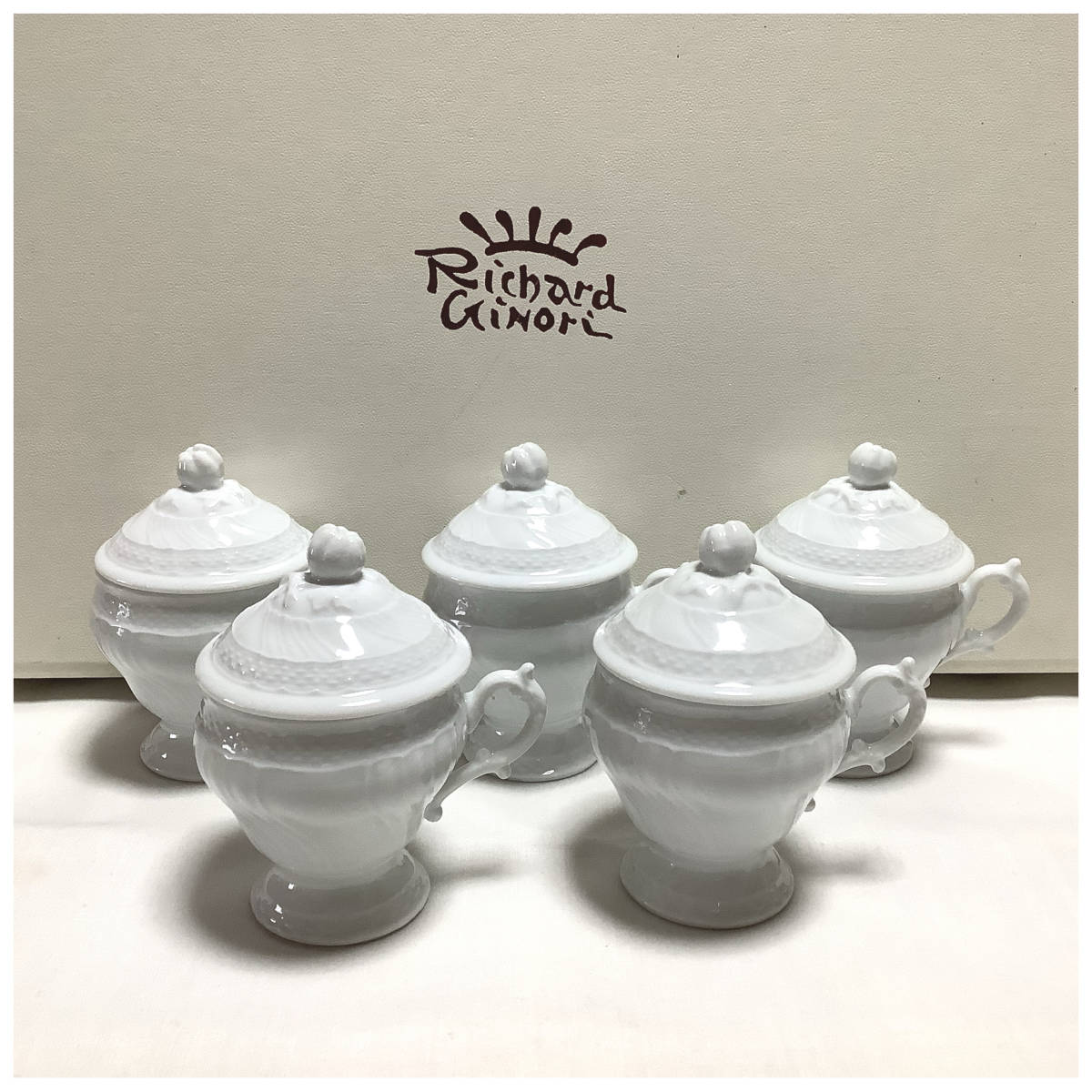 ☆未使用☆ Richard Ginori リチャードジノリ 蓋付き カップ 5客セット 