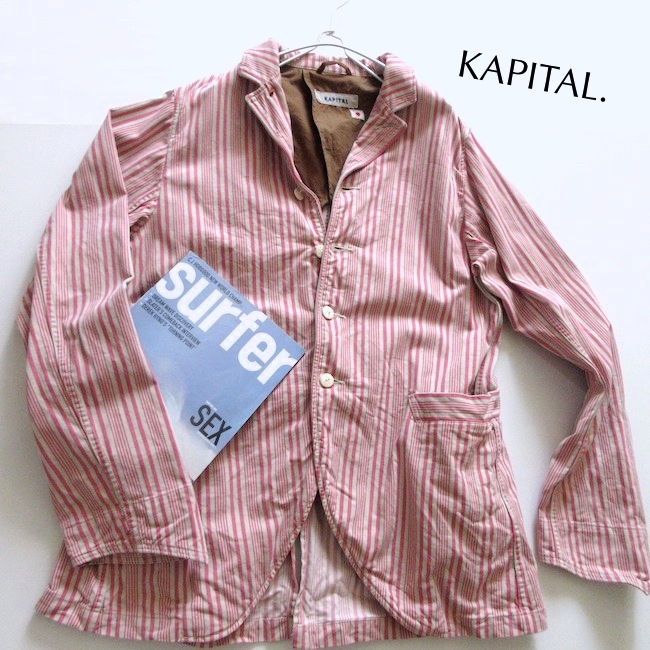 KAPITAL キャピタル】ストライプ コットン カバーオール ワーク