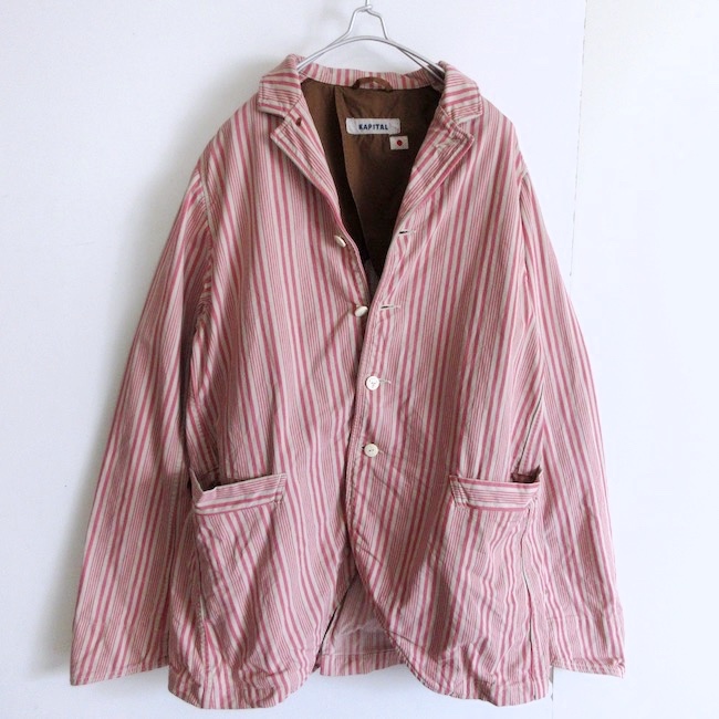 KAPITAL キャピタル】ストライプ コットン カバーオール ワーク