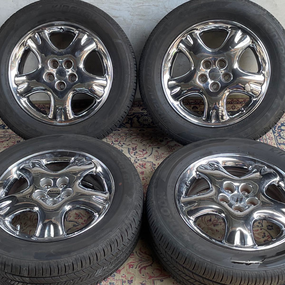 21年式バリ溝。クライスラー PTクルーザー純正16インチメッキ♪ 6J +40 5H 100 HANKOOK 205/60R16 ラジアル4本。CHRYSLER PT Cruiser 等。