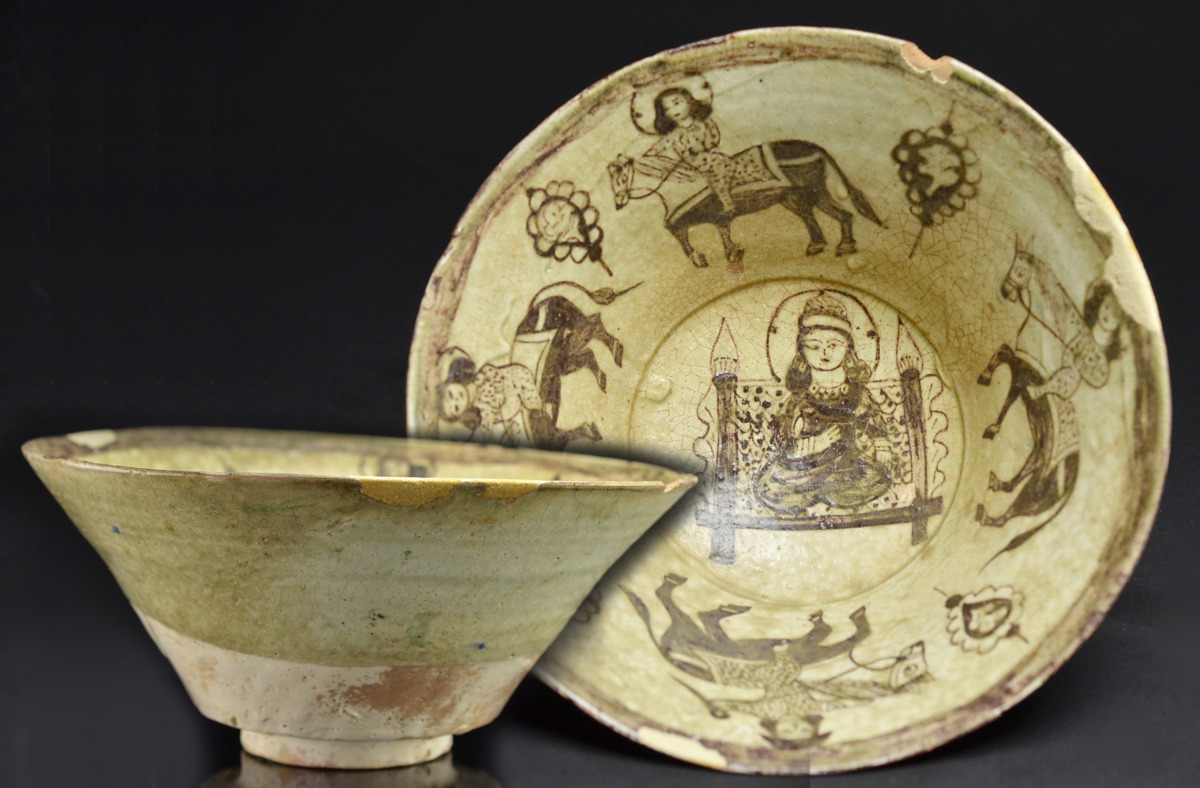 超激得，正規品 オリエント美術 ペルシヤ陶器 人物紋鉄絵碗 鉢 15世紀前後 本物保証 イスラム陶器 古玩骨董 同日落札同梱可 22Y(イスラム陶器)｜売買されたオークション情報、yahooの商品情報をアーカイブ公 イスラム陶器