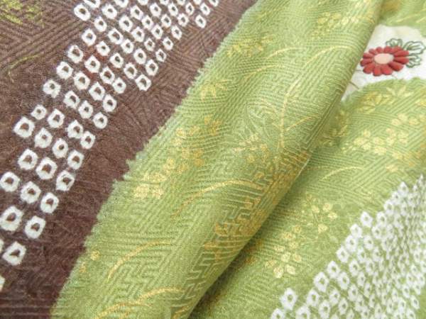 金糸 刺繍 金駒刺繍 ≪御 お得なエブリデイロープライス 正絹手加工染訪問着 草花 金彩 花籠に菊・桔梗・楓文 付下げ 着物 メルカリ 訪問着 ♪IDnet即決♪ 身丈154cm 切り売り