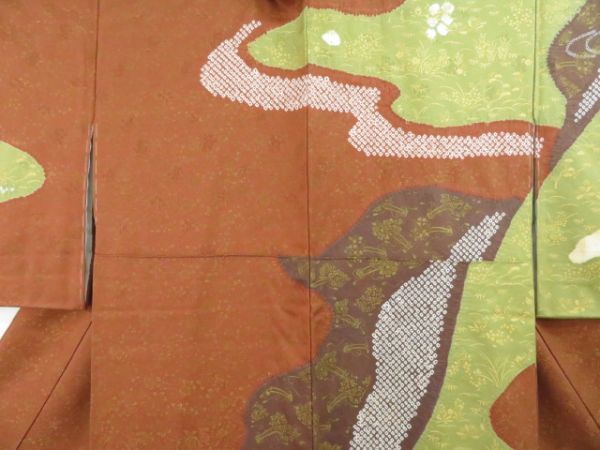 金糸 刺繍 金駒刺繍 ≪御 お得なエブリデイロープライス 正絹手加工染訪問着 草花 金彩 花籠に菊・桔梗・楓文 付下げ 着物 メルカリ 訪問着 ♪IDnet即決♪ 身丈154cm 切り売り