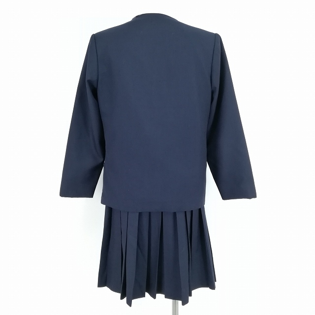 1円 イートン スカート 紐タイ 等 上下4点セット トンボ 冬物 長袖 女子 学生服 中学 高校 紺 制服 中古 ランクC EY0436_2