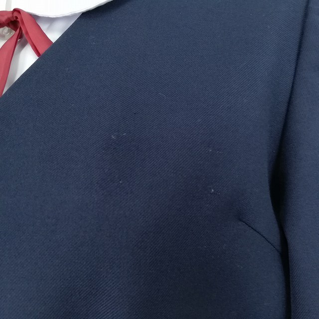 1円 イートン スカート 紐タイ 等 上下4点セット トンボ 冬物 長袖 女子 学生服 中学 高校 紺 制服 中古 ランクC EY0436_3