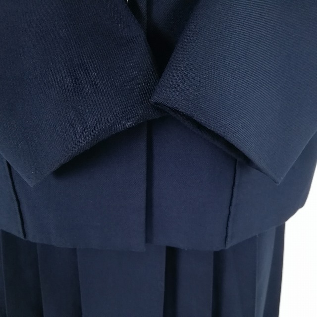 1円 イートン スカート 紐タイ 等 上下4点セット トンボ 冬物 長袖 女子 学生服 中学 高校 紺 制服 中古 ランクC EY0436_4