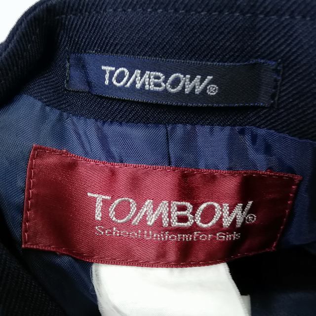 1円 イートン スカート 紐タイ 等 上下4点セット トンボ 冬物 長袖 女子 学生服 中学 高校 紺 制服 中古 ランクC EY0436_5