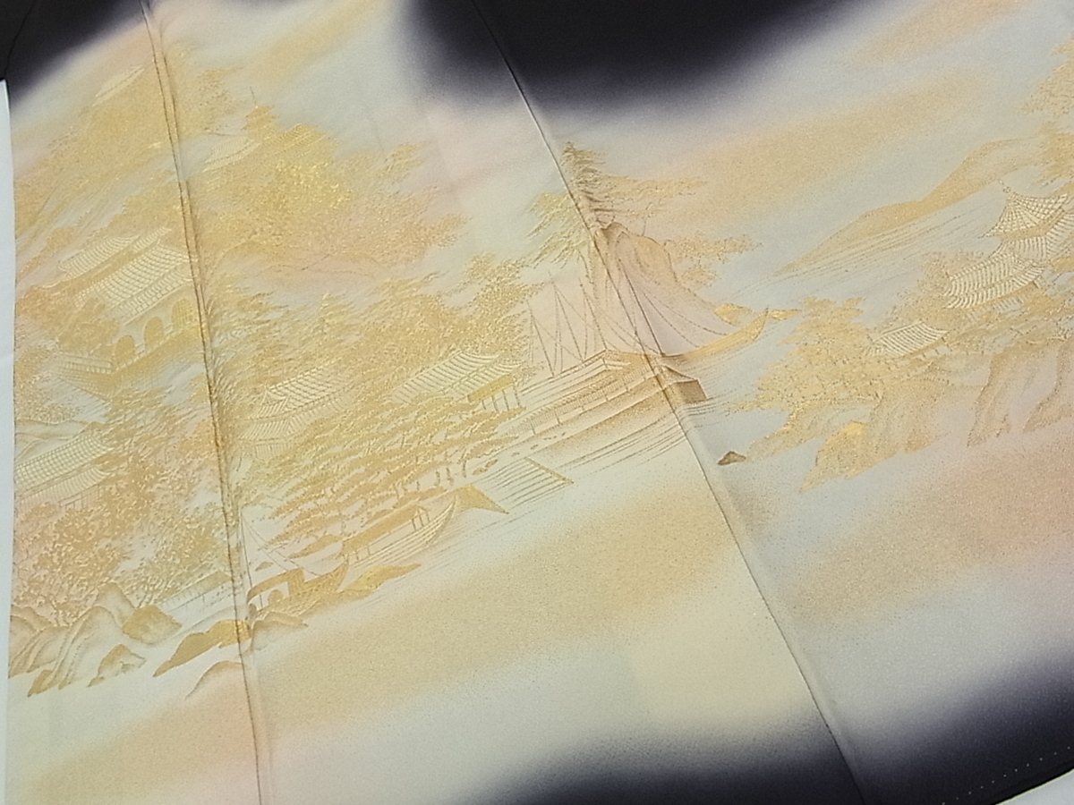 平和屋着物 豪華黒留袖 京名所風景文 寿光織 暈し染め 金糸 逸品 Ap25 留袖 売買されたオークション情報 Yahooの商品情報をアーカイブ公開 オークファン Aucfan Com