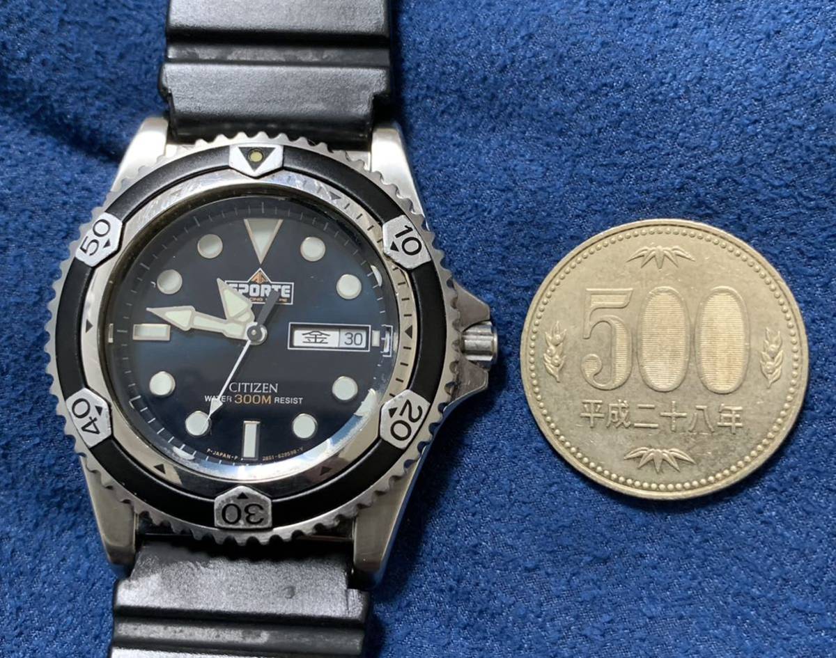 稼働 電池新品 シチズン スポルテ 300m ダイバー メンズ クォーツ 