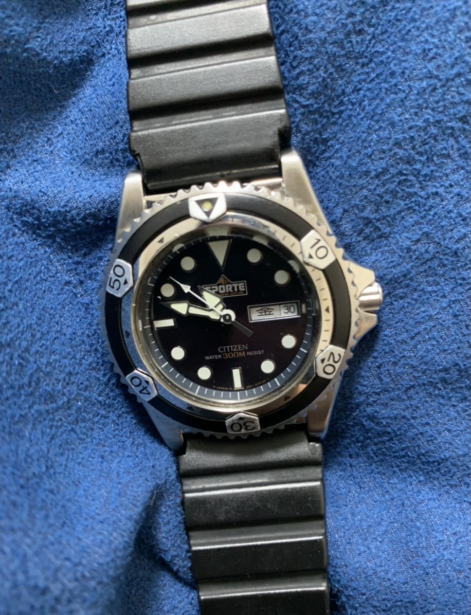 稼働 電池新品 シチズン スポルテ 300m ダイバー メンズ クォーツ 