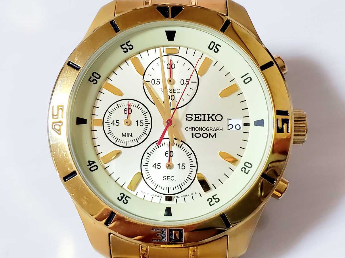 超美品☆SEIKO セイコー 紳士用腕時計【4T57-00A0】メンズクロノグラフ