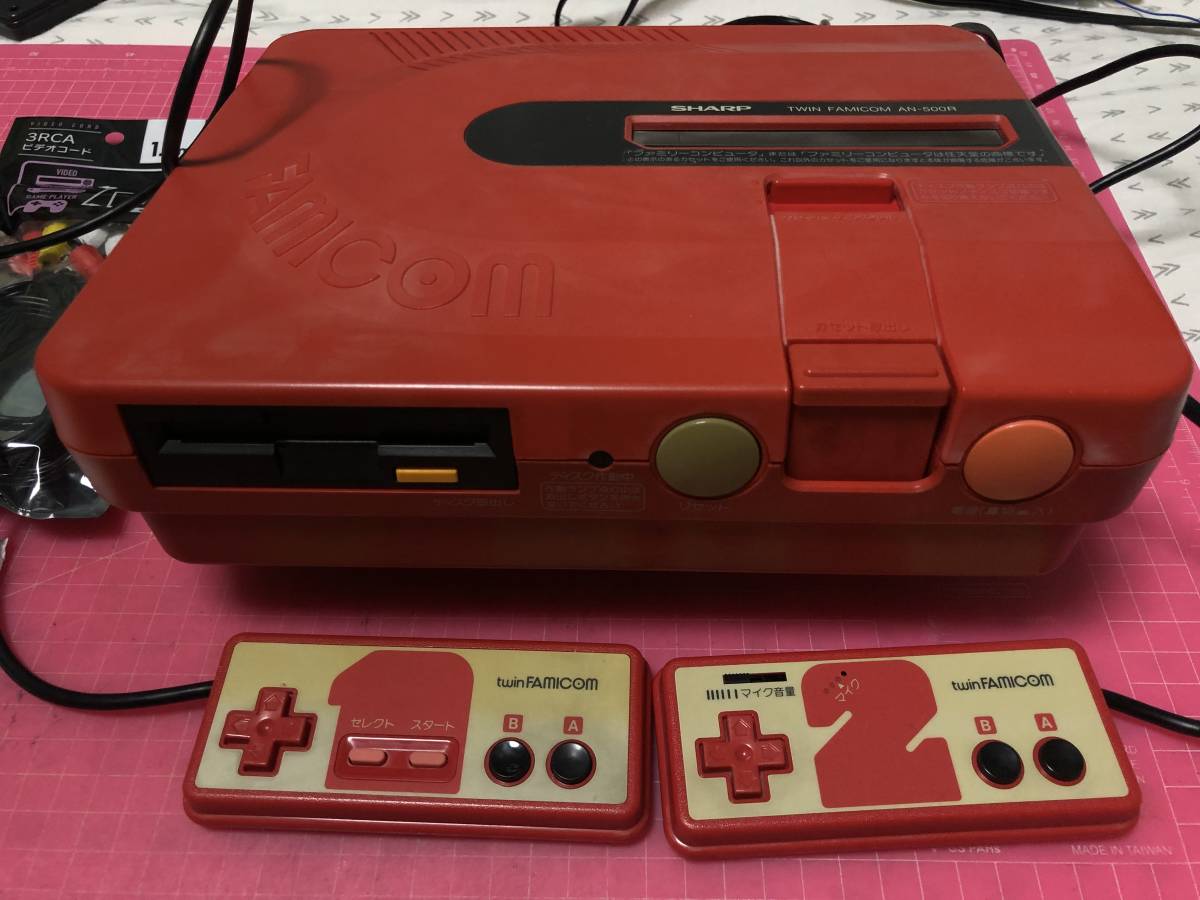 FC AN-500R ツインファミコン改 赤 前期 ディスクシステム 本体 カード 
