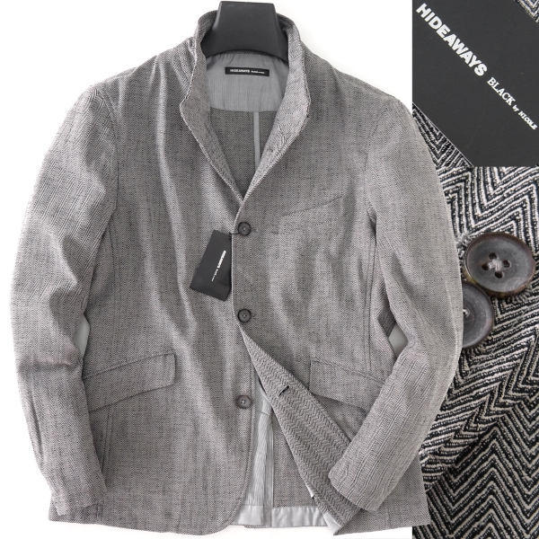 39 割引 白黒 ジャケット ニコル J ヘリンボーン カバーオール Black Hideaways ブルゾン Nicole メンズ リネンライク By 48 L 春夏 新品 Loungesfestas Com Br
