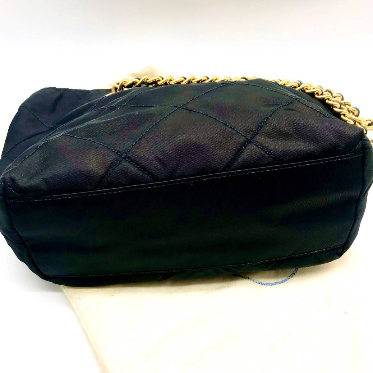 極美品◇プラダ PRADA チェーンショルダーバッグ 綺麗 ナイロン 黒
