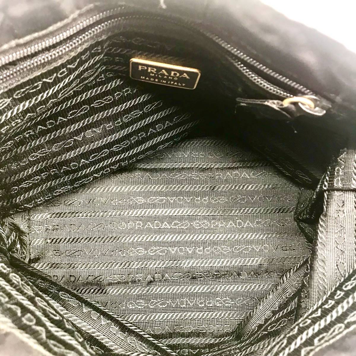 極美品◇プラダ PRADA チェーンショルダーバッグ 綺麗 ナイロン 黒