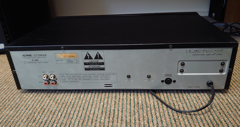 ALPINE/LUXMAN K-106 カセットデッキ ALPINE/LUXMAN アルパインラックスマン クイックリバース カセット