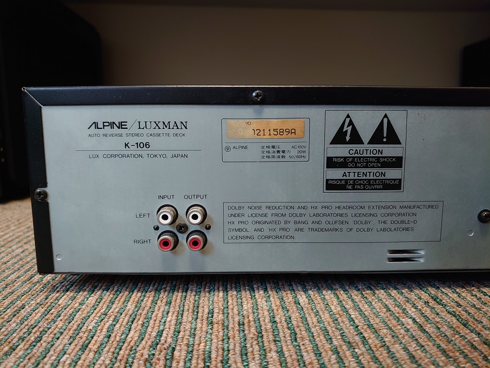 ALPINE/LUXMAN K-106 カセットデッキ ALPINE/LUXMAN アルパインラックスマン クイックリバース カセット