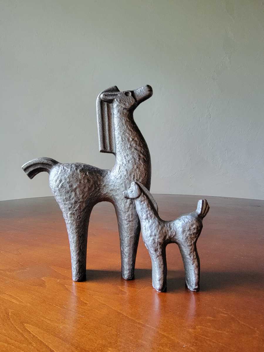 ☆570 馬親子 置物 鋳物