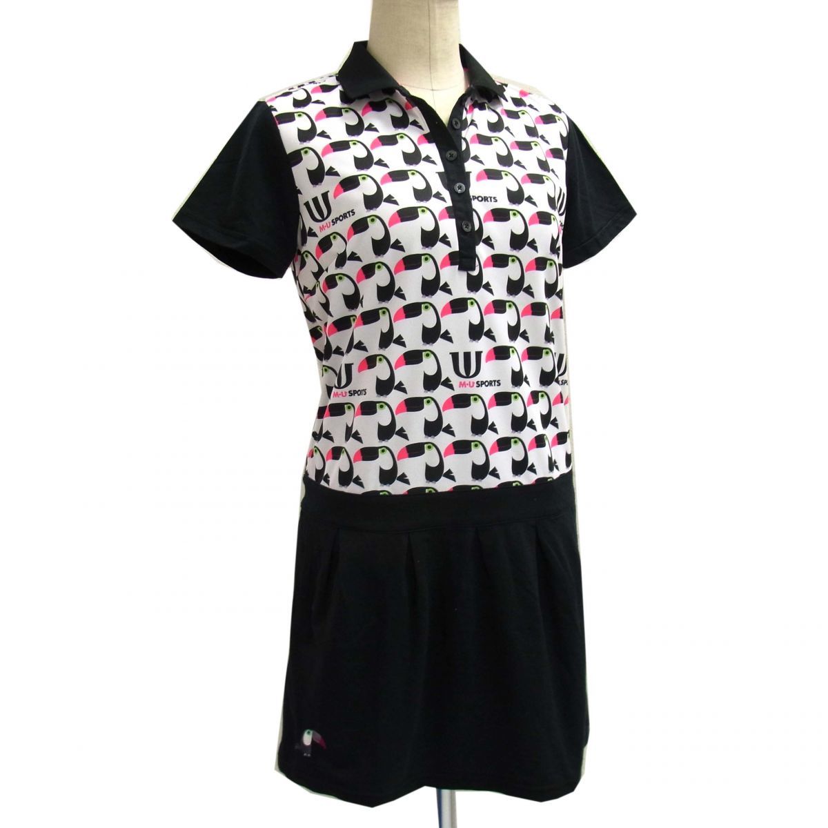 Muスポーツ ミエコウエサコ ワンピース 吸水速乾 Uvカット 素材切替 半袖 鳥柄 ゴルフ 夏物 Mu Sports レディース オオハシ柄 1円 ウエア 女性用 売買されたオークション情報 Yahooの商品情報をアーカイブ公開 オークファン Aucfan Com