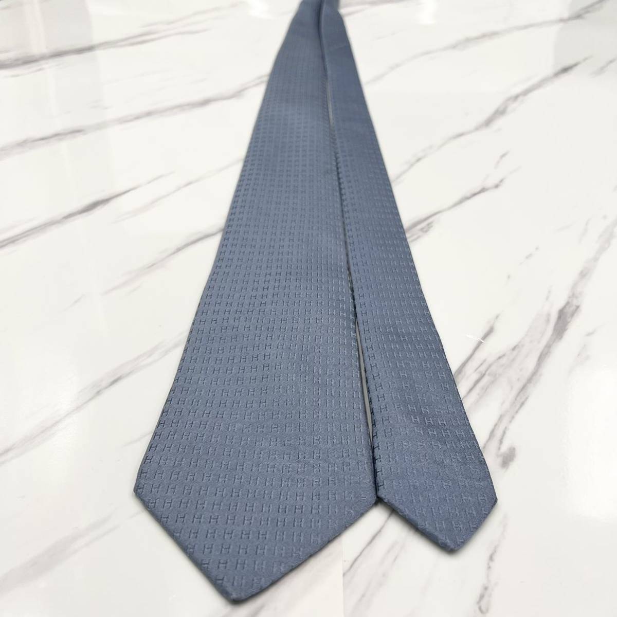 1円 極美品 ネクタイ シルク100% HERMES エルメス ファソネH H柄 H織