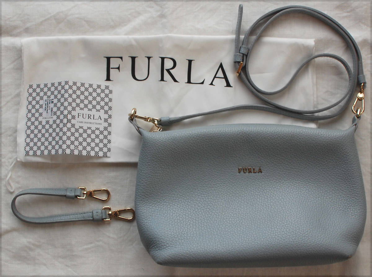 正規品，品質保証 FURLA/フルラ 2way ハンドバッグ 斜め掛けポーチ ライトブルー(ショルダー)｜売買されたオークション情報、yahooの商品情報をアーカイブ公開 - オークファン ショルダー