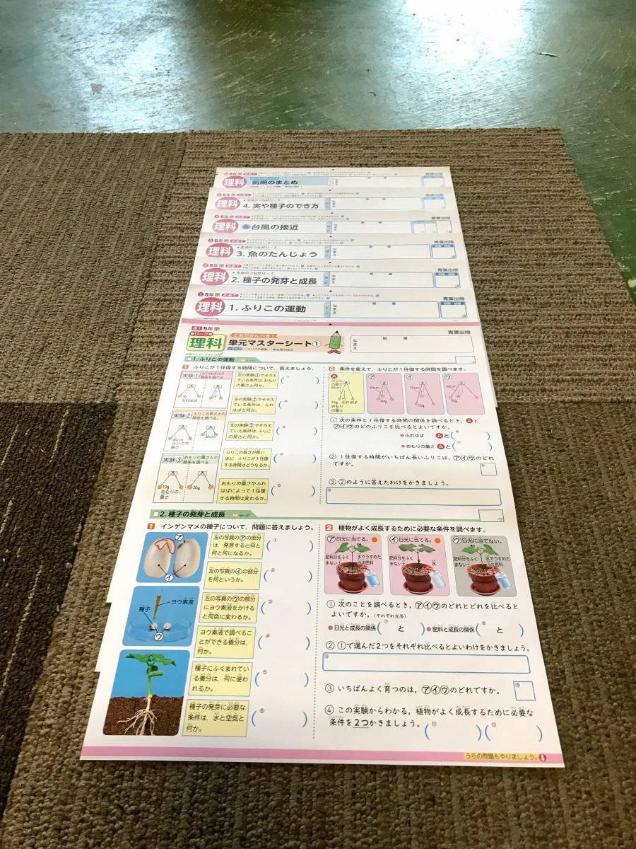 カラーテスト　小5 国算理社　セット 未使用品 セット販売品】小学5年生 カラーテストプリント集 (国・算