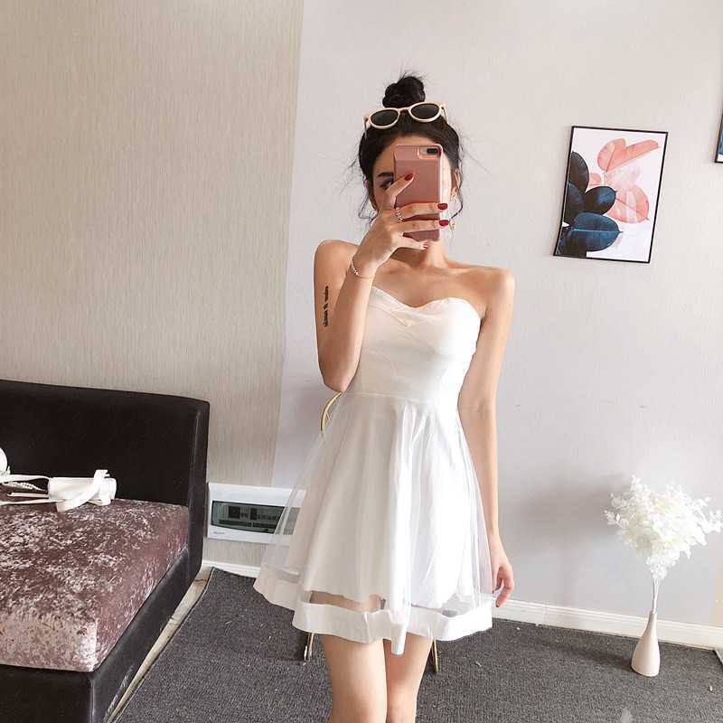 7 9 ベアトップ ミニワンピース 白 ホワイト レース シースルー 透け キャバクラ ドレス ノースリーブ Mサイズ 売買されたオークション情報 Yahooの商品情報をアーカイブ公開 オークファン Aucfan Com