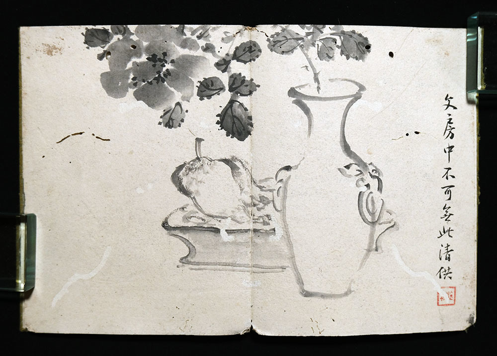 B22031＞ 村田香谷 肉筆画帖 見開12図／幕末-明治時代の画家 貫名海屋