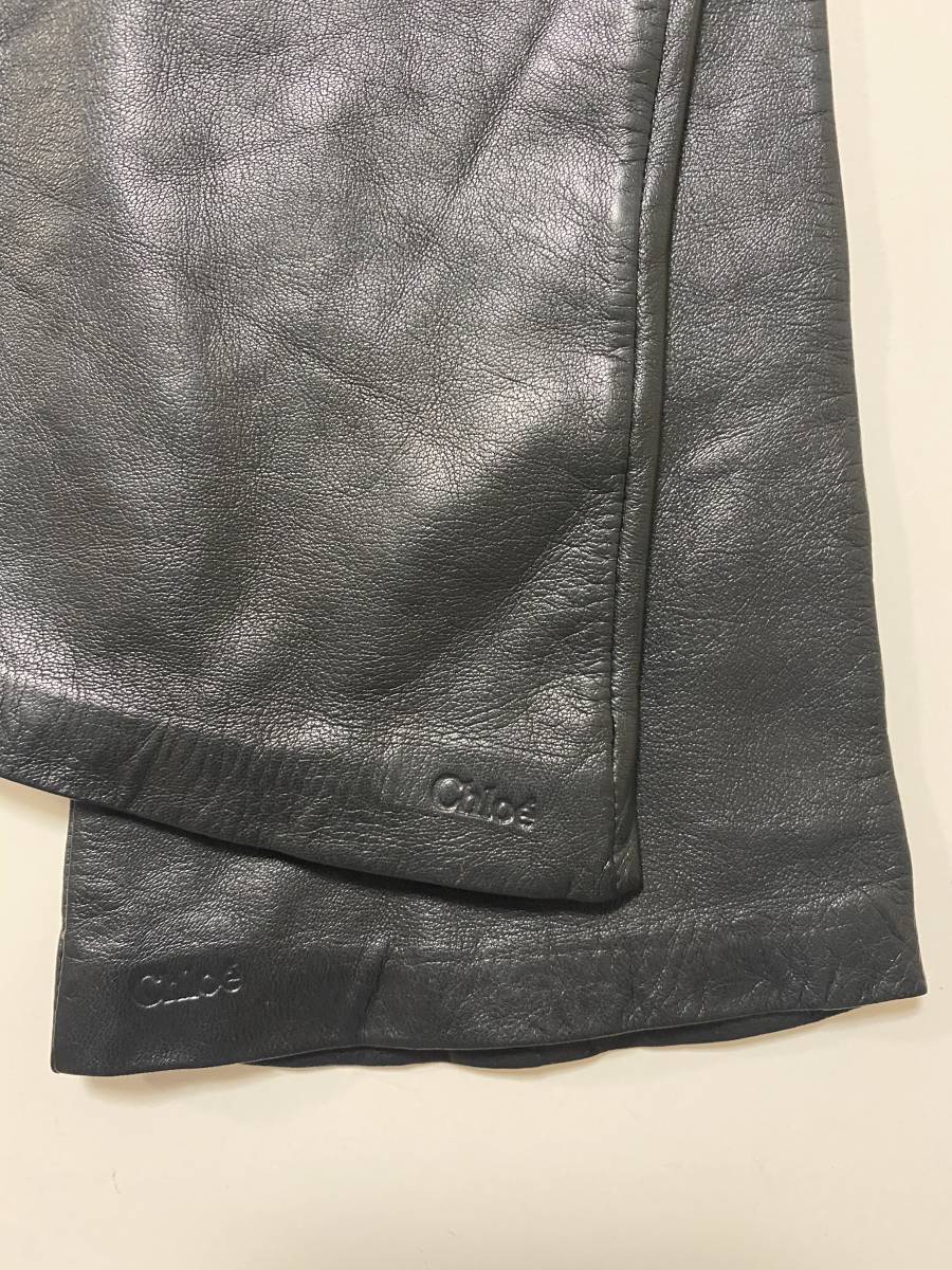 美品】クロエ Chloe レディースサイズ ブラック レザーロンググローブ
