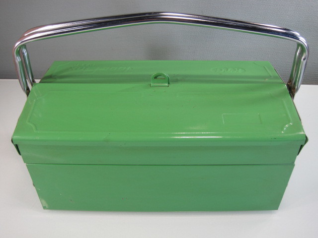KTC ツールボックス 工具箱 2段 両開き 引き出し グリーン ポップ レトロ KTC ツールボックス 両開きタイプ グリーン色 工具箱 中古 少し前の
