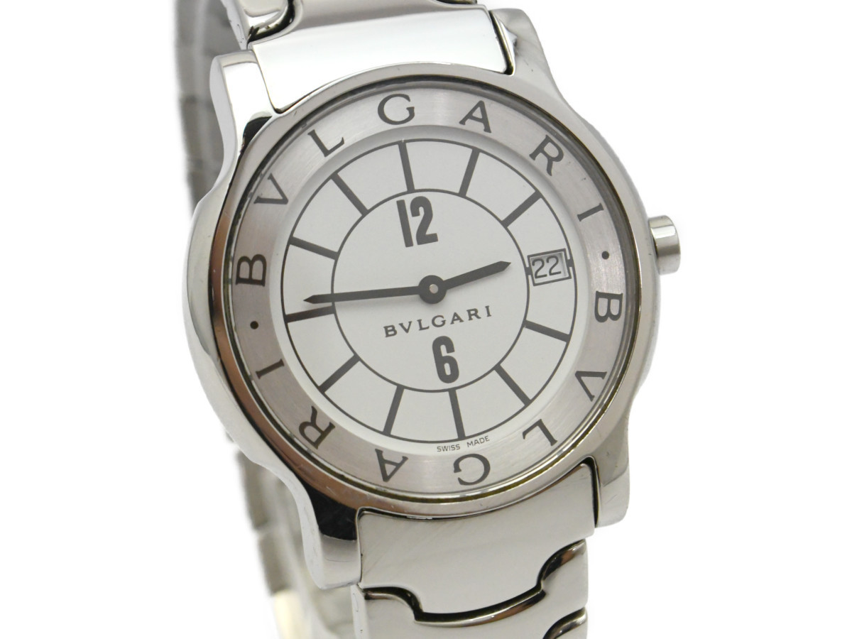 ソロテンポ ブルガリ ST35S | BVLGARI - ステンレス トケマー:BVLGARI 白文字盤 SSブレスレット メンズ デイト クォーツ 腕時計 ボーイズ│ブルガリ ST35C6SSD磨き済&frasl;電池