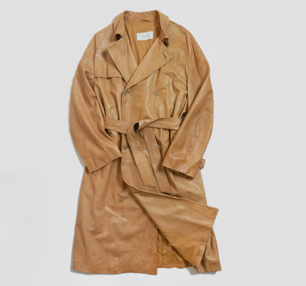 ゆ*き様 【美品】バーバリー・プロサーム　トレンチコート　ライナー・ベルト付き BURBERRY PRORSUM ◇レザー トレンチコート 茶系 50 (ベルト付き